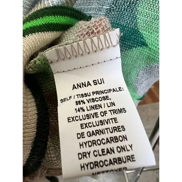 NWT☘️ Anna Sui Green maximalist print Wrap Top blouse sexy Free People sweater M - Picture 11 of 11